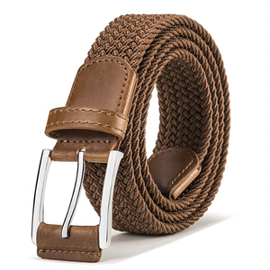 Su misura di alta qualità <span class=keywords><strong>marrone</strong></span> scuro elastico elasticizzato <span class=keywords><strong>cintura</strong></span> da caffè tela intrecciata cinture per gli uomini - Product Image 3