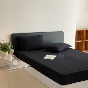 Luxury King-Size Bed <strong>Cover</strong> Set Solid Black Printed Cotton Bedding <strong>and</strong> <strong>Matching</strong> <strong>Curtains</strong> Solid Color Luxury Collection - Product Image 4