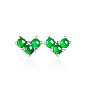 S925 silver setting natural A-grade jadeite <b>emerald</b> heart-shaped earrings, icy-grade earrings, jadeite women's jewelry piece - Product Image 1
