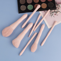 Ensemble de pinceaux de maquillage professionnels vegan de luxe, manche en bois écologique, crayon à sourcils compatible, logo personnalisé, marque privée