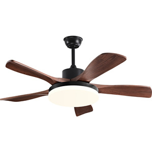 <b>Ceiling</b> <b>Fan</b> Light With Led Light 5 Blade Solid Wood Flush Mount For Living Room And Study 220V - Product Image 2