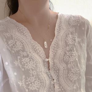 Natural Baroque Irregular Shaped Pearl <b>Necklace</b> Pleated Leather Collarbone Chain with Strong Light <b>Long</b> Pendant - Product Image 5