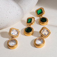 Boucles d'oreilles géométriques en zircone cubique, acier inoxydable, style vintage, luxe léger, bijoux haut de gamme, cadeau pour femmes