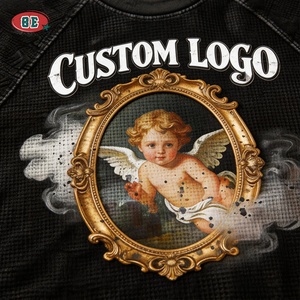 T-shirts graphiques pour hommes style Hip Hop, coupe ample en maille gaufrée, broderie vintage, impression directe par injection, vente en gros - Product Image 3
