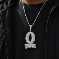Collar con Colgante de Letras 'O BLOCK' con Incrustaciones de Circonitas, Chapado en Oro y Plata, para Hombre y Mujer