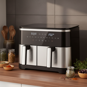 مقلاة هوائية كهربائية ذكية متعددة الوظائف بسعة كبيرة 4 لتر + 7 لتر، بلاستيكية وخالية من الزيت، للاستخدام المنزلي الحديث - Product Image 1