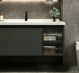 Nuevo Modelo 2026: Mueble de Baño de Pared con un Solo Cajón, Gabinete de Vidrio Gris y Bañera de Cerámica para Proyectos de Hoteles y Apartamentos - Product Image 6