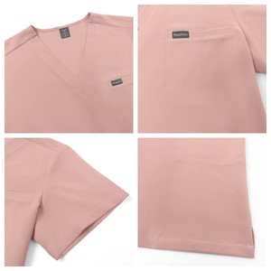 DryAero Unisex Quick-Dry V-Neck <b>Scrub</b> <b>Top</b> Petal Pink - Product Image 6