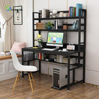 Bureau d'ordinateur double convertible et pivotant, design moderne et simple, avec étagère, en bois, économique