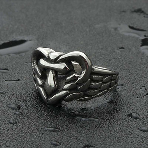 Men's <b>Silver</b> Heart Shape Stainless Steel <b>Ring</b> Geometric Punk Style Fashion Jewelry Gift 26098 - Product Image 5