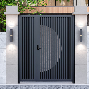 Porte double en fer forgé en alliage d'aluminium, design moderne, <span class=keywords><strong>portail</strong></span> de cour <span class=keywords><strong>pour</strong></span> villa, jardin, maison auto-construite rurale - Chine - Product Image 4