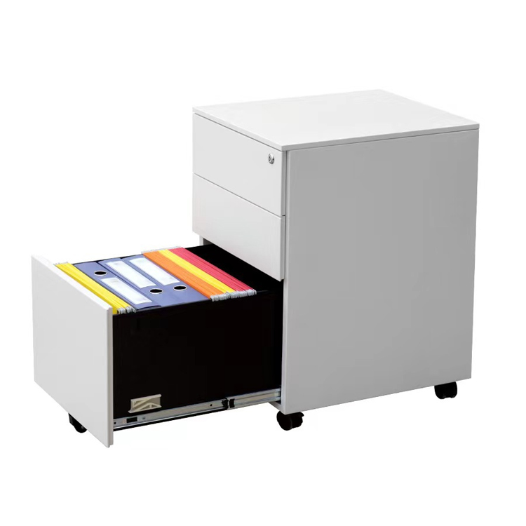 Under Desk Assemble Small Office Furniture Metal Steel Storage 3 Vari Three Drawer Pedestal Steering Wheel Mobile File Cabinet
