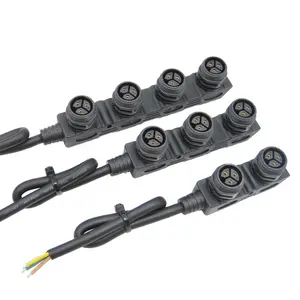 3 Pin FM20 F Type Distributor 1 Input 3 Output LED Lighting IP67 Waterproof Circular Cable Connector