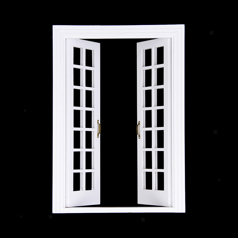 Миниатюры iland 1:12, деревянная французская наружная дверь для кукольного домика со стеклянной отделкой, деревянная дверь для кукольного домика OA011E