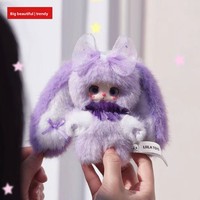 NOUVEAU Pendentif Peluche Thème Animal Lapin Bonbon Arc-en-ciel BabyThree Liila, Modèle Star Same, Mignon, Boîte Mystère, Cadeau Original