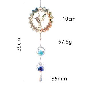 Girandole 3D in Acciaio Inox <span class=keywords><strong>con</strong></span> Rotazione a Cuscinetto, Colibrì, Farfalla, <span class=keywords><strong>Albero</strong></span> della Vita, Acchiappasole, Campanelle a Vento <span class=keywords><strong>con</strong></span> Sfera di Cristallo - Product Image 5