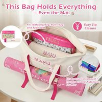 Lot de 3 sacs en toile vides pour Mahjong, brodés, pour ensemble de Mahjong américain, incluant des sacs à cordon pour tuiles, des supports et des poussoirs