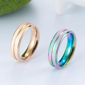 Frosted Brushed Seven Color Titanium Steel <b>Ring</b> Colored Rose Gold Unisex Daily Wear Couple Jewelry - Product Image 2