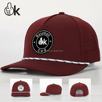 Gorras al por mayor impermeables de poliéster con cuerda trenzada y logotipo personalizado, gorras de PVC de goma con visera profunda, gorras personalizadas
