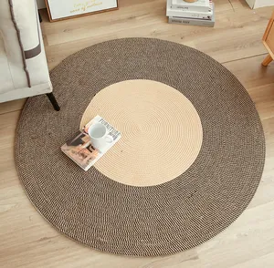 Customize Floor Mats Round Woven Rugs Handmade jute Rattan Carpet With Tassel for Living Room Vintage Home Decor