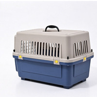Caisse de transport aérien classique pour animaux de compagnie avec ventilation complète, en plastique rigide, pour chiens, chats et petits animaux, avec fermeture à bouton-pression