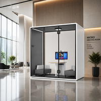 Cabine de bureau insonorisée acoustique, modulaire, matériaux écologiques, avec table électrique réglable en hauteur