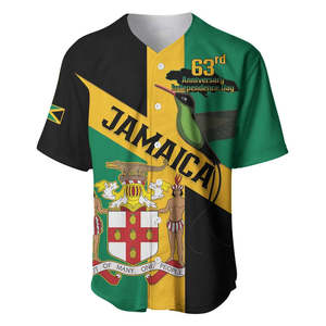 Jersey Bisbol Jamaika Hari Ke-64 Hari Kemerdekaan Kebanggaan Jamaika Kemeja Bisbol Poliester Kasual Pria Berkualitas Tinggi - Product Image 3