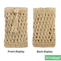 Sac à main en macramé en paille de raphia tissé à la main avec poche pour téléphone portable, sac à main en crochet ajouré