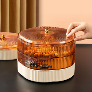 Round Candy Box With Lid 1-3L Standing Type Fruit Platter Storage Container For Home Living Room Coffee Table - Product Image 1