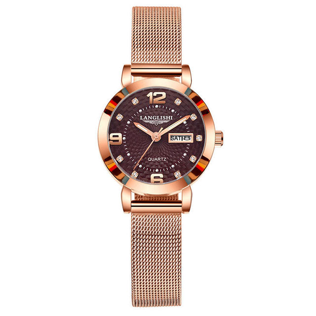 POEDAGAR 612 Trending Make Custom Girls Quartz Watch Cool Mesh Band Diamond Week Display Storage Student Watch Company