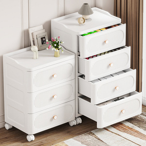 Armario <span class=keywords><strong>de</strong></span> Almacenamiento con Ruedas Universales <span class=keywords><strong>de</strong></span> Tres Niveles, Diseño Moderno y Ecológico, <span class=keywords><strong>de</strong></span> Plástico PP, para Sala <span class=keywords><strong>de</strong></span> Estar o Ropa <span class=keywords><strong>de</strong></span> Niños - Product Image 2