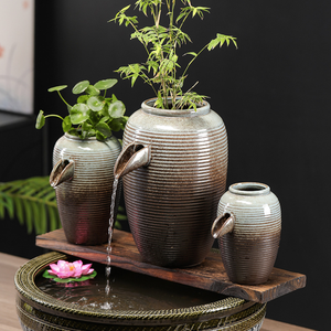 Jardinières en <span class=keywords><strong>terre</strong></span> <span class=keywords><strong>cuite</strong></span> à débit d'<span class=keywords><strong>eau</strong></span> circulaire, décorations paysagères pour bassin de cour, aménagement paysager pour bassin de balcon - Product Image 5