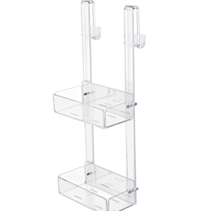 Organisateur suspendu <span class=keywords><strong>de</strong></span> salle <span class=keywords><strong>de</strong></span> bain au-dessus <span class=keywords><strong>de</strong></span> la porte étagère <span class=keywords><strong>de</strong></span> <span class=keywords><strong>douche</strong></span> en acrylique avec crochet - Product Image 6