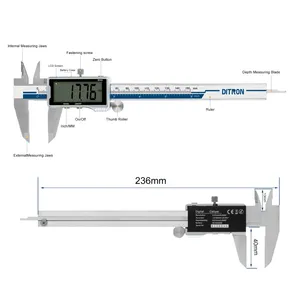 Ditron paquímetro de tela digital de aço inoxidável, 150mm/6 polegadas de alta precisão ferramenta de medição tela lcd vernier paquímetro