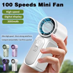 Portable <b>Handheld</b> <b>Fan</b> Personal Pocket <b>Fan</b> 100 Speed Wind Digital Display Cooling Device for Girls Women Boys Concert Outdoor - Product Image 3