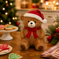 Pot à biscuits en céramique personnalisé, motif ours de Noël, décor de cuisine festif peint à la main, 25 cm