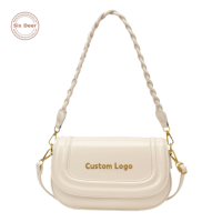 Tas Selempang Wanita Vintage Cokelat Trendi dengan Logo Kustom, Tas Bahu Wanita Mewah