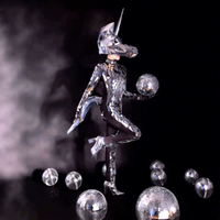 Nouvelle technologie de costume de performance, Masque de tête de cheval argenté effet miroir, Accessoires de danse mécanique, Design élégant pour adultes