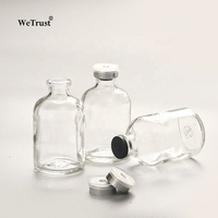 Flacon en verre d'injection ambré transparent vide de 100ML 50ML 30ML avec bouchon en aluminium en plastique Conteneurs en verre de médecine transparent de 1oz