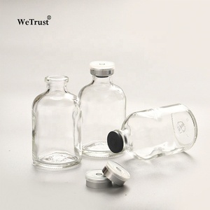 Rỗng 100ml 50ml <span class=keywords><strong>30ml</strong></span> trong suốt hổ phách tiêm lọ thủy tinh với nắp nhôm nhựa 1oz rõ ràng y học Hộp đựng thủy tinh - Product Image 2