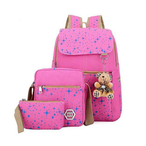 Sac à dos scolaire en toile de haute qualité, nouveau style, vente en gros, 3 ensembles - Product Image 3