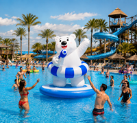 Modèle d'ours blanc gonflable personnalisé pour la décoration des parcs aquatiques, les événements en piscine, les attractions commerciales