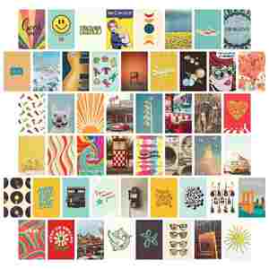 Sáng Tạo 4X6 Inch Màu Hồng Thẩm Mỹ Ảnh Áp phích Hình Ảnh Khung Kit 50 Pcs Tường Cắt Dán Thiết Lập Cho Phong Cách Phòng Trang Trí Nội Thất Và Trang Trí Nội Thất - Product Image 4