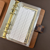 Enveloppes à monnaie transparentes en PVC imperméable format A6, portefeuille extensible à fermeture éclair, pochettes de classeur à double compartiment, rangement 6 trous