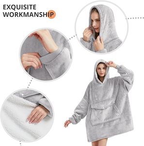 Mặc Chăn Quá Khổ Fluffy Và Thoải Mái Sang Trọng Chăn Ấm Flannel Sherpa Áo Cho Phụ Nữ Người Đàn Ông - Product Image 5
