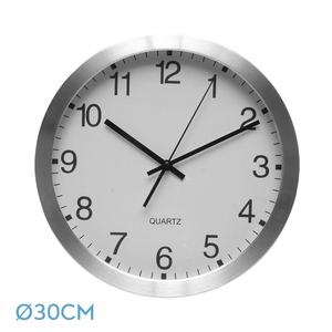 Reloj de pared de aluminio blanco de 30 cm, movimiento continuo, ideal para decoración y gestión del tiempo en cualquier espacio. - Product Image 1