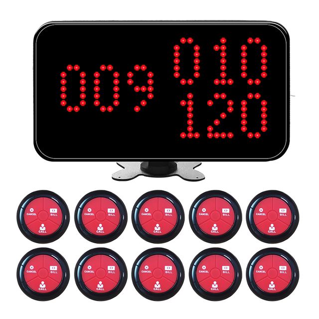 Efficient Waiter Paging System to Reduce Wait Time, Wireless Call Button Set with Central Display for Restaurant