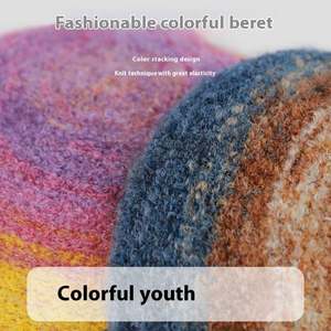 Nouvelle Arrivée - Béret en Mohair Tricoté Chaud d'Hiver, Tendance Mode, pour Voyage en Extérieur, Décontracté, Style Peintre Dégradé pour Fille - Product Image 4