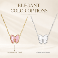 Collier Pendentif Nœud Papillon de Luxe en Laiton, Perles et Diamants, Chaîne Maillons Bambou Plaqué Or 18K, Bijou Femme Adorable, Cadeau de Mariage Élégant