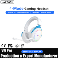 Casque de jeu sans fil JINMS V9 Pro Tri-mode 2,4 GHz Son Surround 7.1 Haut-parleurs 40 mm Micro détachable 150H RGB 285g OEM/ODM